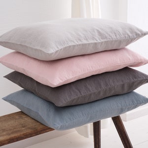 Linen Pillow Cover, Linen Pillowcase, Linen Cushion Cover, Linen Throw Pillow, Soft Linen Bed Pillow, Washed Linen Pillow Cover