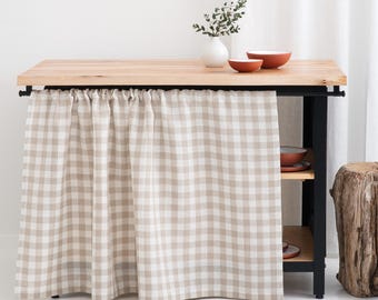 Linen Sink Skirt with Rod Pocket – Kitchen Under Sink Curtain, French Country Style, Kitchen curtain