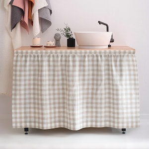 Linen Appliance Skirt, Hook and Loop Top, Extra Width for Washing Machine or Vanity