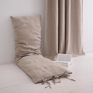 Linen pillow cover. Washed soft linen pillowcase with ties. Stylish custom size lumbar pillow for bedroom and living room.
