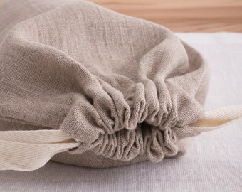 Linen Bread Bag, Reusable Linen Bag, Zero Waste Linen Bread Bag, Storage Linen Bags