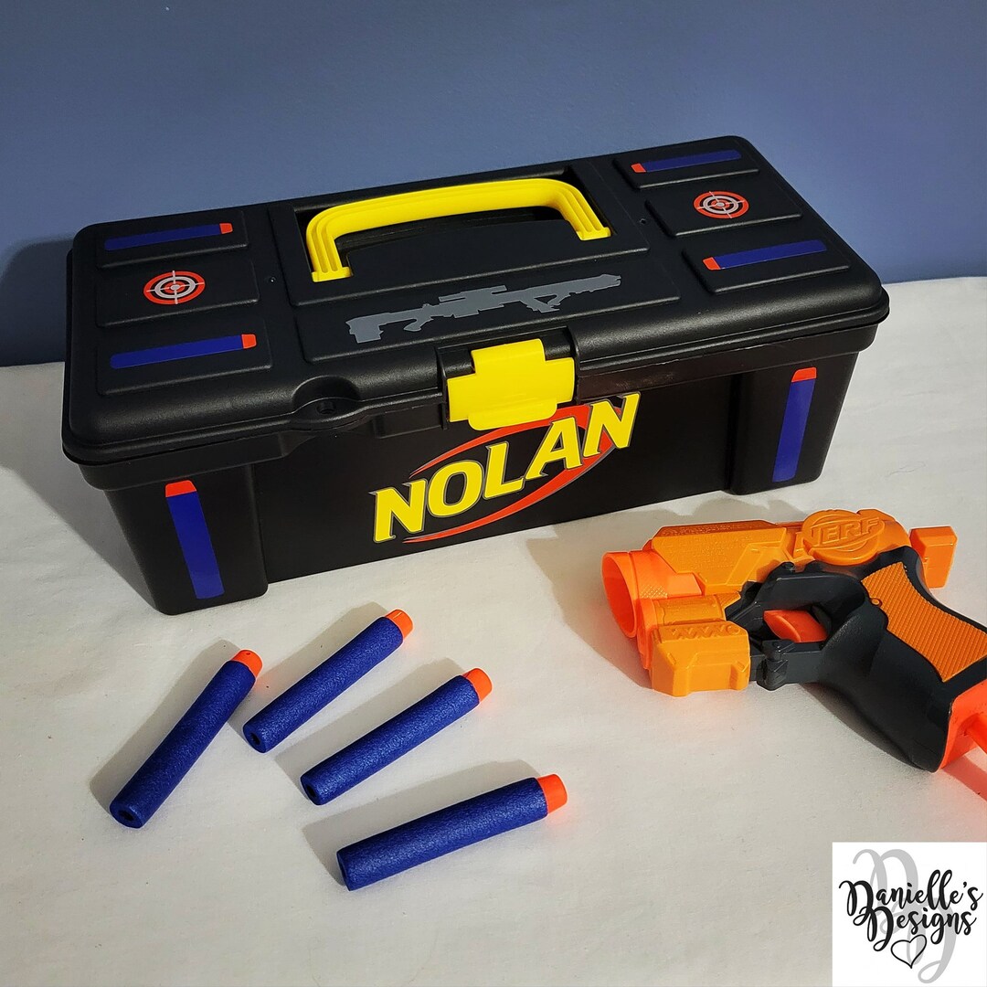 Personalized Nerf Gun Dart Inspired Storage Travel Box/bin/container