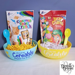 Personalized Father&#39;s Day and Mother&#39;s Day Cereal Bowl Sets - Cerealsly Awesome/Cerealsly the Best Ever Gift for Mom, Dad, Grandma, Grandpa!