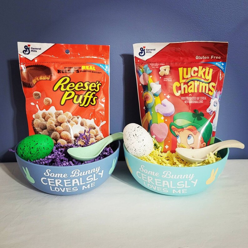 Personalized Easter Cereal Bowl Gift Sets Some Bunny Etsy