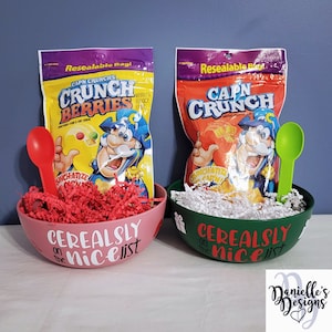 Personalized Christmas Cereal Bowl Gift - Cerealsly on the Nice List