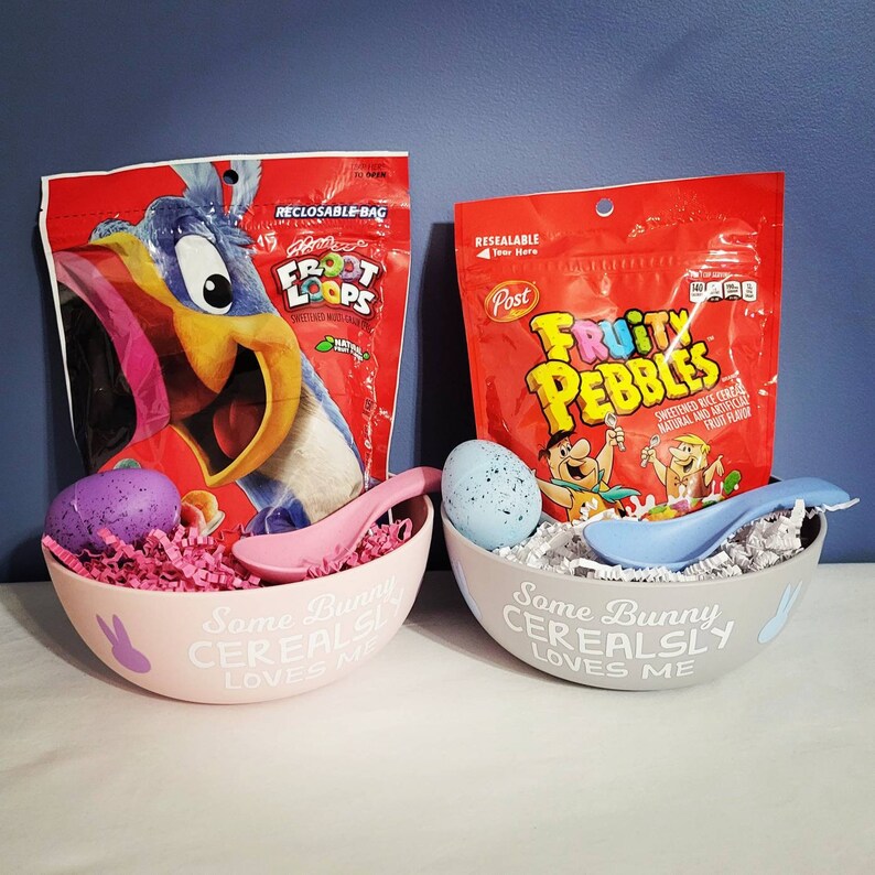 Personalized Easter Cereal Bowl Gift Sets Some Bunny Etsy