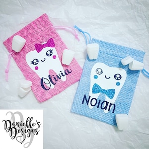 Personalized Tooth Fairy Storage Bags w/Tooth Holders