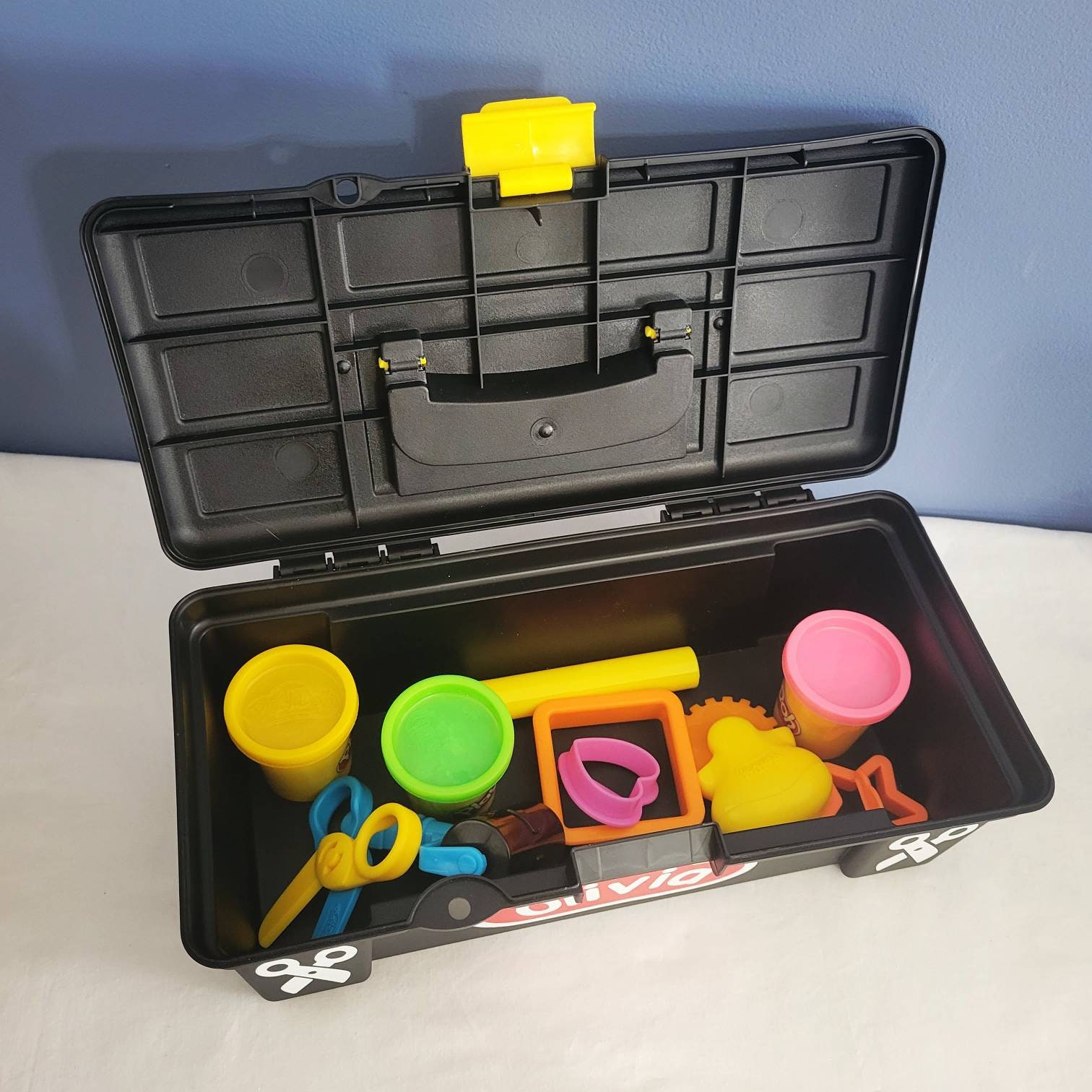 Personalized Play-doh Inspired Tool Box Storage/bin/container/case Travel 