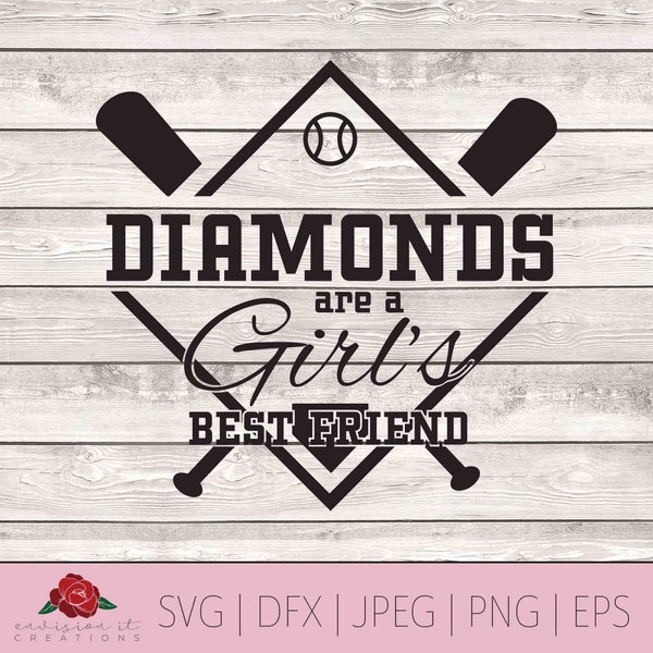 Diamonds are a Girl's Best Friend SVG, Baseball Bats SVG, Baseball SVG, Home Plate Svg, Cricut Svg, Dxf, Png, Eps
