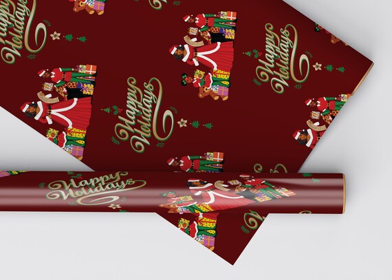 Black Santa Wrapping Paper African American Santa Wrapping Paper