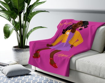 Kids Picture Blanket, Sofa Blanket, Fleece Throw Blanket, Baby Couch Blanket, Soft Sherpa Blankets, African Pink Blanket