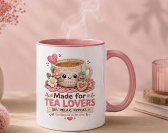 Crochet Style Mug – Kawaii Tea Lover Coffee Cup (11oz)