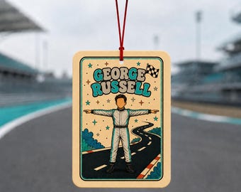George Russell F1 Air Freshener | Retro Racing Tarot Card (10x7cm)