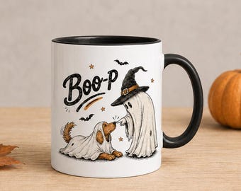 Halloween Dog Ghost Mug | Funny 'BOO-P' Coffee Cup (11oz)