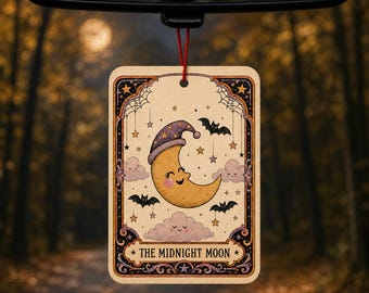 Midnight Moon Tarot Card Air Freshener | Celestial Halloween Accessory (10x7cm)