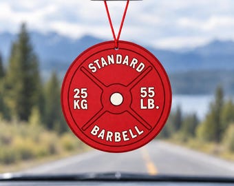 Red 25kg Barbell Weight Car Air Freshener – Gym Gift