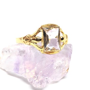 Antique Victorian 10K Gold Paste Glass Vintage Solitaire Ring Size 5.25 - Solid 10 Karat Yellow Gold Ladies Rings - Estate Jewelry