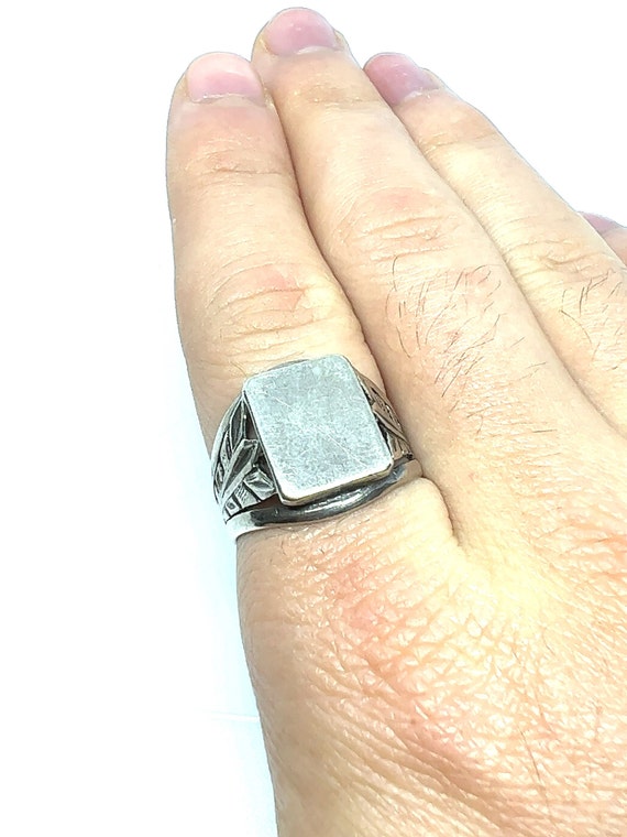Vintage Soviet Union Silver Mens Signet Ring Size… - image 2
