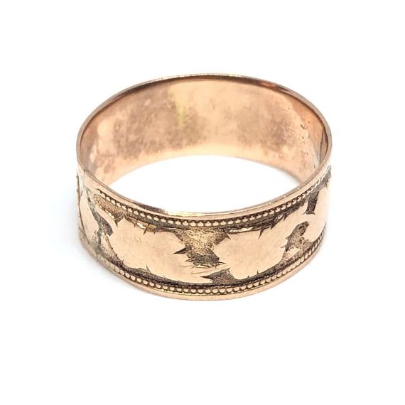 1890’s Antique 14K Gold Band - Size 6.5 - Solid G… - image 1