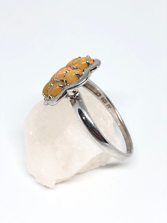 VTG Silver Fire Opal Cluster Ring - Solid Sterlin… - image 5