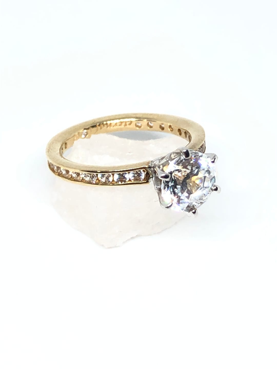 14K Eternal Love Cubic Zirconia Engagement Ring - Size 5 - Solid 14K ...