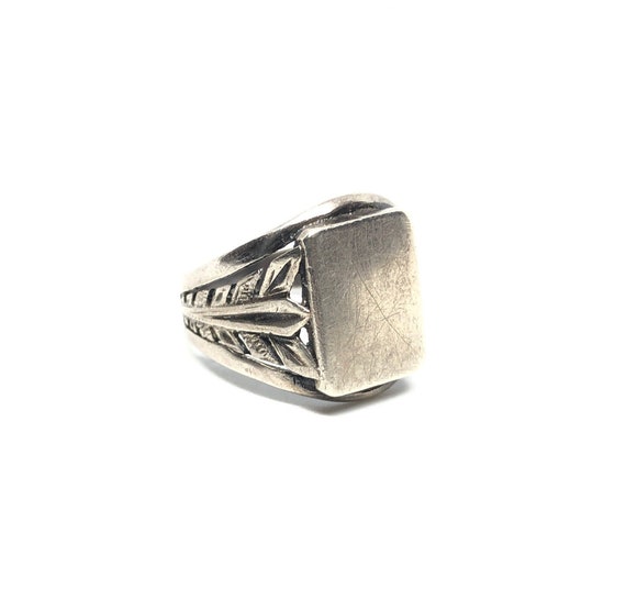 Vintage Soviet Union Silver Mens Signet Ring Size 