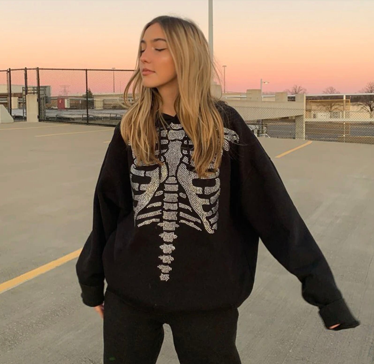 diamond skeleton zip up hoodie