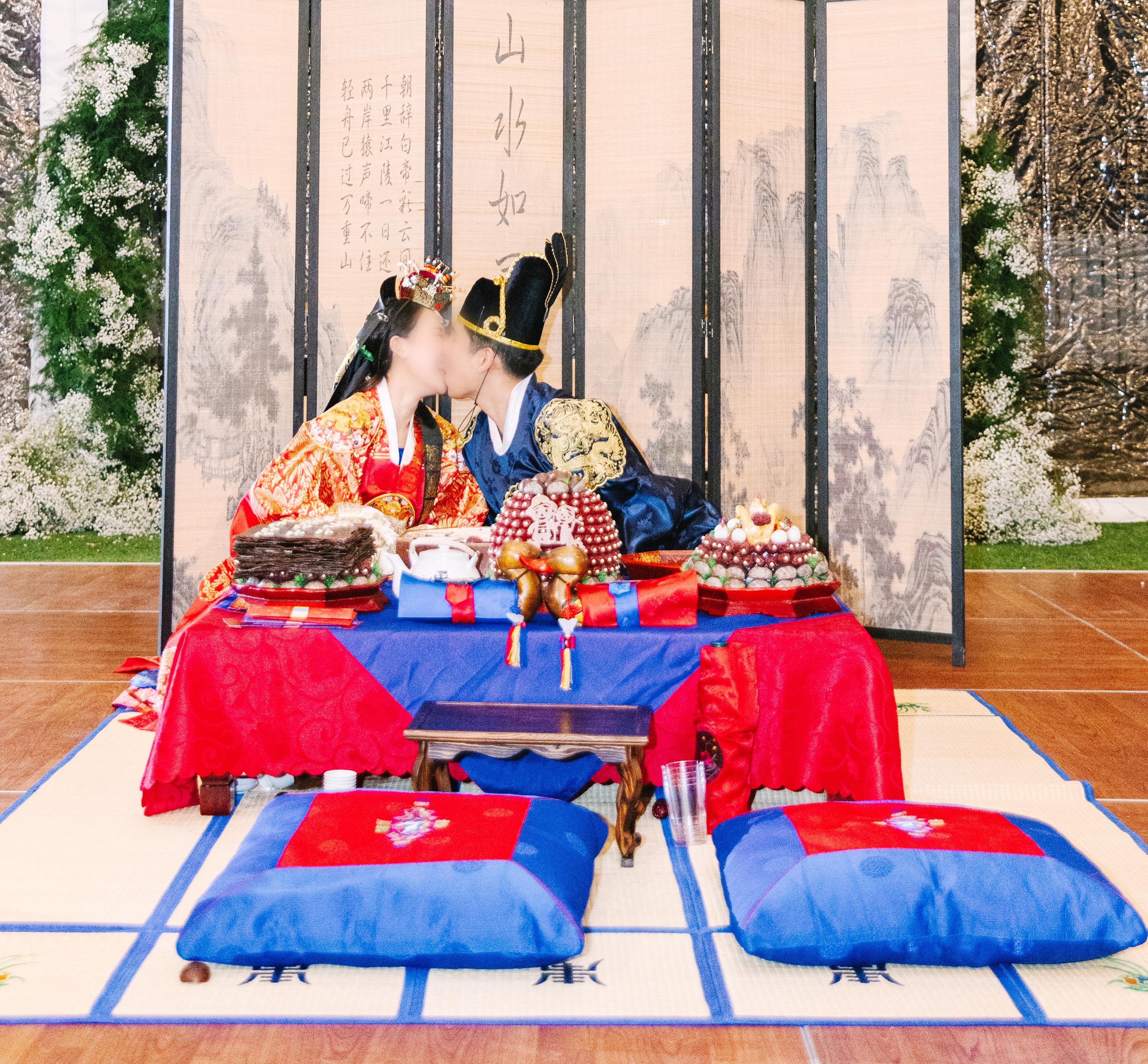 Korean Traditional Wedding, Pyebaek, Hanbok, 폐백, Pyebaek Rental, Pyabaek, K Wedding Rental, Bride, Groom, 신랑 신부, 혼례, 혼례복