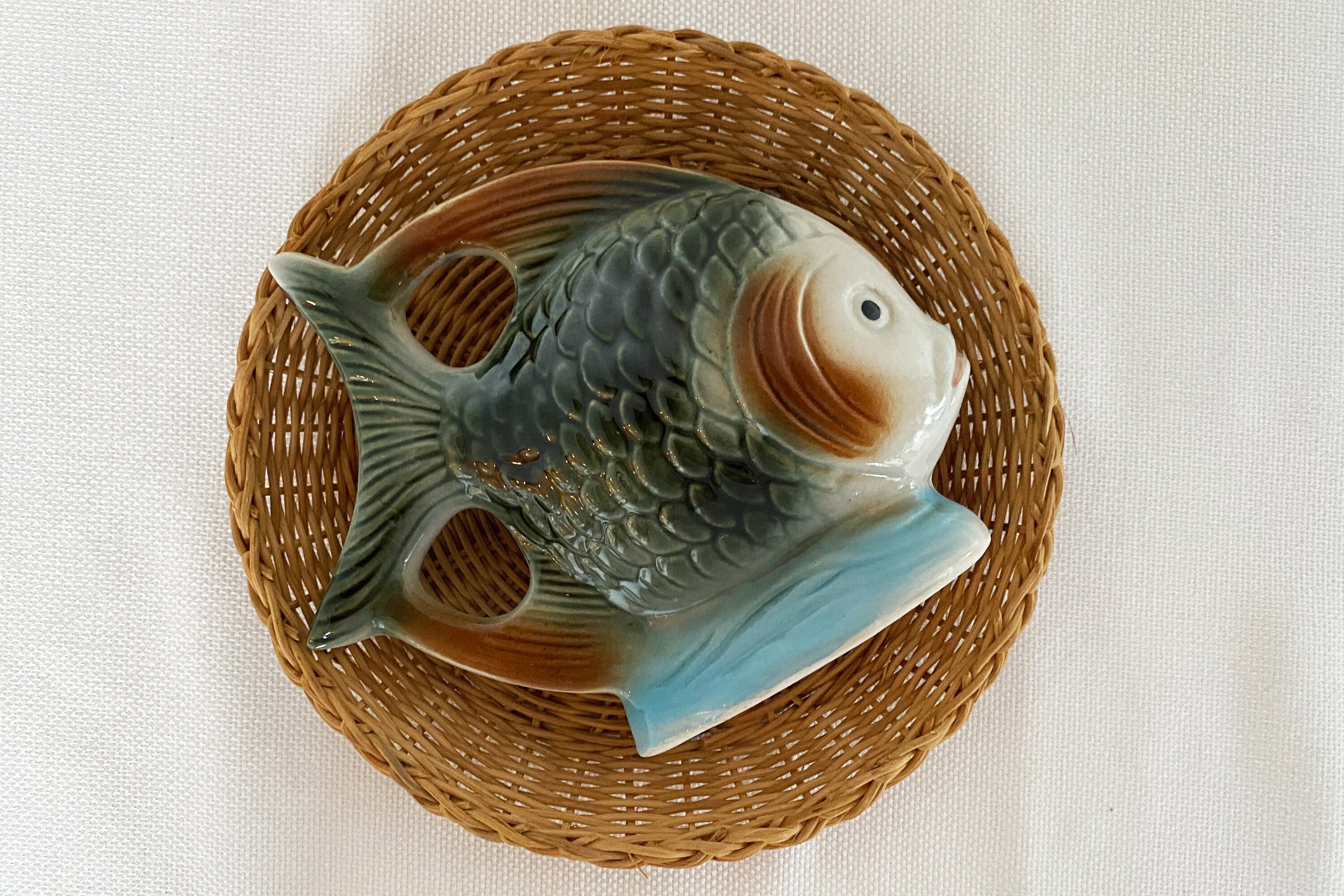 Vintage Ceramic Fish Figurine Fishing Decoration Knick Etsy