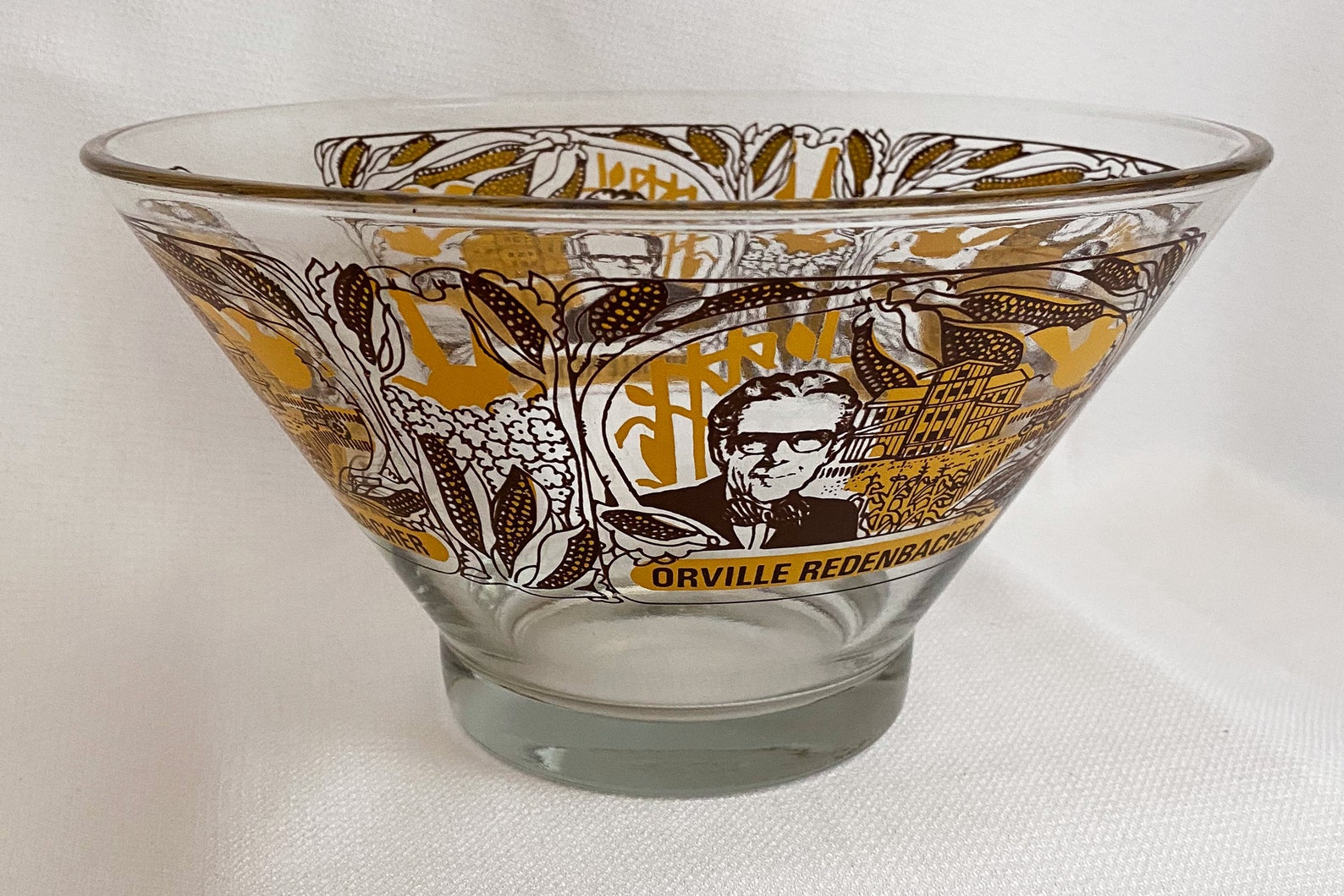 Vintage Orville Redenbacher Painted Glass Popcorn Bowl Etsy