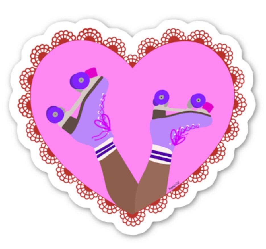 True Love Heart Roller Skates vinyl diecut sticker Etsy