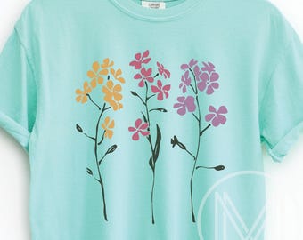 Comfort Colors® Wildflower Shirt: Boho Floral T-Shirt, Cute Spring Garden Botanical Top, Summer Gift for Mom, Flower Gardener Apparel