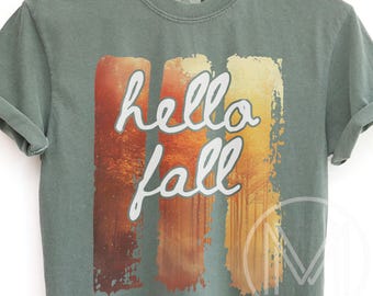 Hello Fall Comfort Colors Womens Shirt: Autumnal Shirt, Fall Colors Shirt