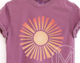 Vintage Boho Sun Comfort Colors Shirt: Sunshine T-Shirt, Retro Summer Sun Tees