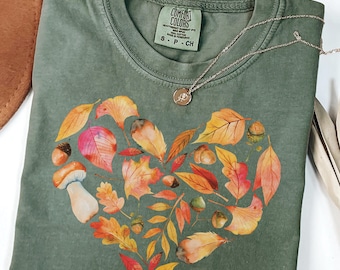 Fall Lover Comfort Colors T-Shirt: Falling Leaves Tees, Autumn Womens Sweatshirt, Pumpkin Patch Apparel