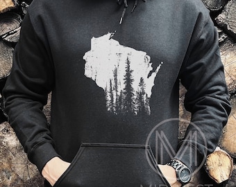 Wisconsin Hoodie, Wisconsin Sweatshirt, Wisconsin Gift, Up North Sweatshirt, Vintage Wisconsin, Camping Sweatshirt, State Gift, WI Home