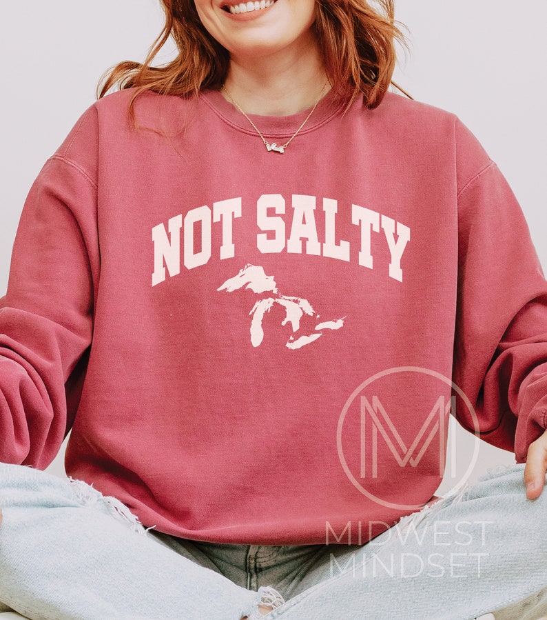 Great Lakes Sweatshirt, Michigan Womens Apparel, Retro Vintage Michigan Shirt, Upper Peninsula Shirt, Camping Nature Sweat Shirt Crimson