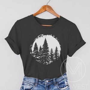 Pine Tree TShirt, Nature Lover, Forest Tee, Womens Camping, Hiking Gift, Tree Lover, Adventure TShirt, Camp Fire, Outdoors T-Shirt,