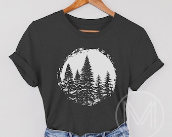 Pine Tree TShirt, Nature Lover, Forest Tee, Womens Camping, Hiking Gift, Tree Lover, Adventure TShirt, Camp Fire, Outdoors T-Shirt,