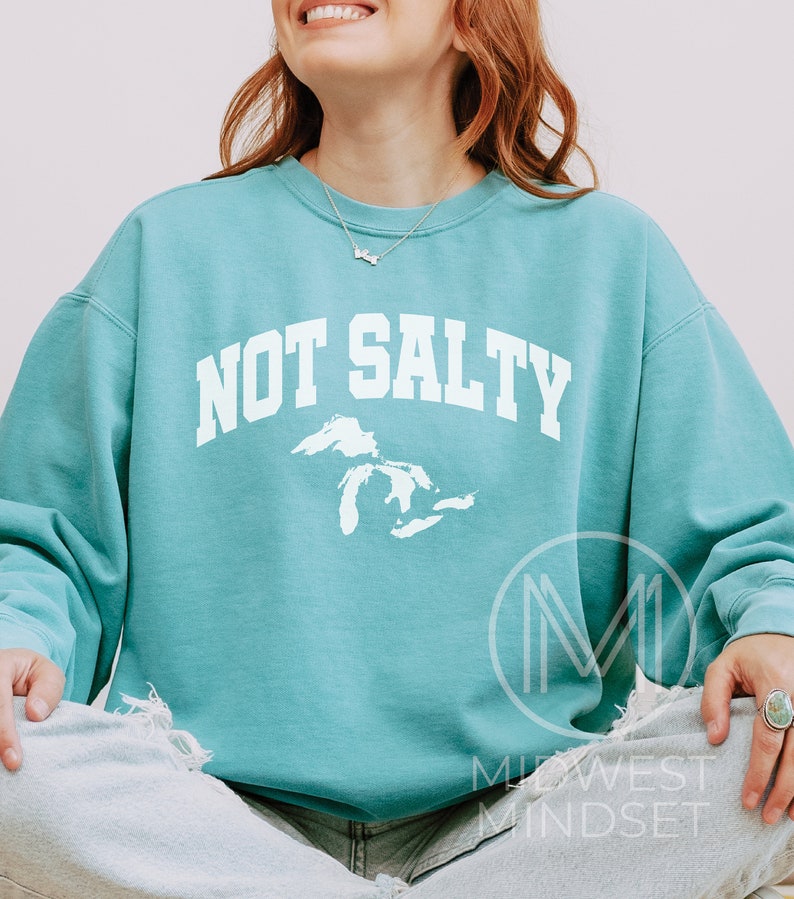 Great Lakes Sweatshirt, Michigan Womens Apparel, Retro Vintage Michigan Shirt, Upper Peninsula Shirt, Camping Nature Sweat Shirt Seafoam