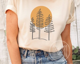 Pine Tree T Shirt Forest Themed Shirt Camping Gift Shirt Adventure is Calling Sunset TShirt Wildlife Tee Wilderness Shirt Wisconsin Tee