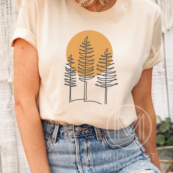 Pine Tree T Shirt Forest Themed Shirt Camping Gift Shirt Adventure is Calling Sunset TShirt Wildlife Tee Wilderness Shirt Wisconsin Tee