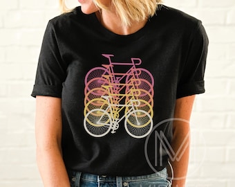 Bicycle TShirt, Retro Bike Gift, Womens Biking Shirts, Cycling T-Shirt, Gift for Bicyclist, Bicycle Clothing, Bike Apparel, Cyclists Gifts