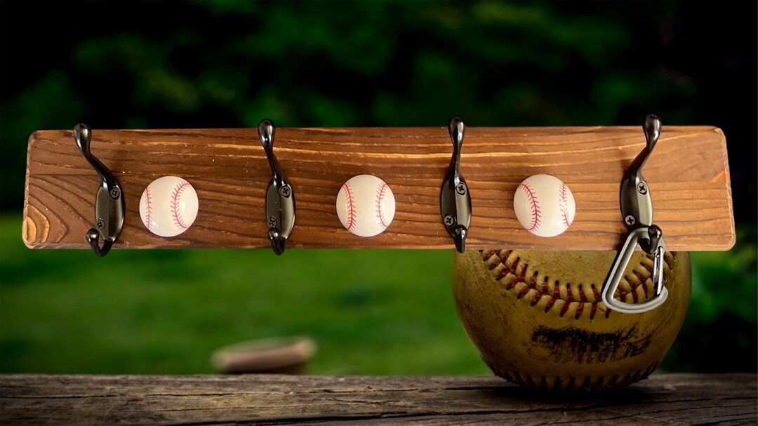 Custom Kids Baseball Coat Rack Sports Wall Rack for Hats, Umbrella ...