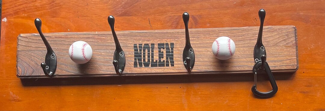 Custom Kids Baseball Coat Rack- Sports Wall Rack for Hats, Umbrella ...