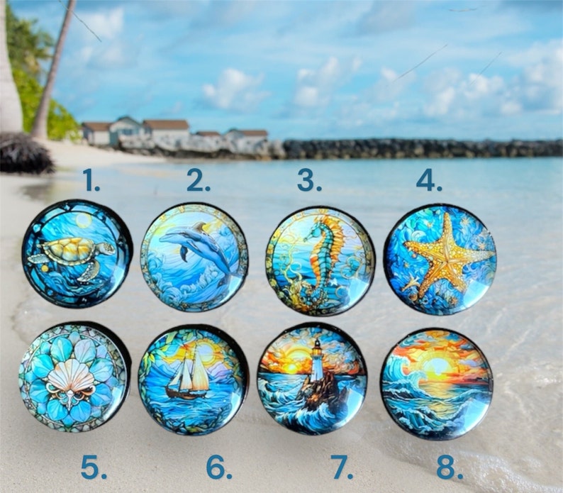 Beautiful 3D Image under glass dome with Teal Blues and golds for that wooden cabinet