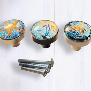Nautical Cabinet Knobs. 5.50 a knob. Coastal Sea Life Drawer Pulls turtles, starfish, Seahorse, box with3+ knobs image 9