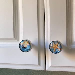 Nautical Cabinet Knobs. 5.50 a knob. Coastal Sea Life Drawer Pulls turtles, starfish, Seahorse, box with3+ knobs image 4