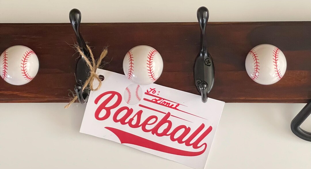 Custom Kids Baseball Coat Rack- Sports Wall Rack for Hats, Umbrella ...