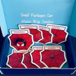 Kids Spidey knobs, solid metal. Comes with choice of Spiderweb kids drawer organizational labels.(Gift Box Included 3+ knobs)